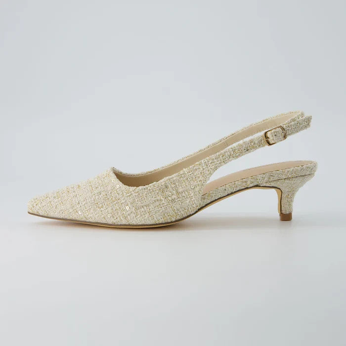 CUSHIONAIRE Women's Buzz Tweed Kitten Heel Size 7W Brand New!
