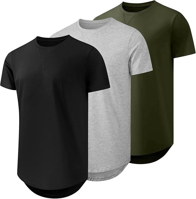 Mens T Shirts Casual Hipster Hip Hop Longline Crewneck Tee Shirts
