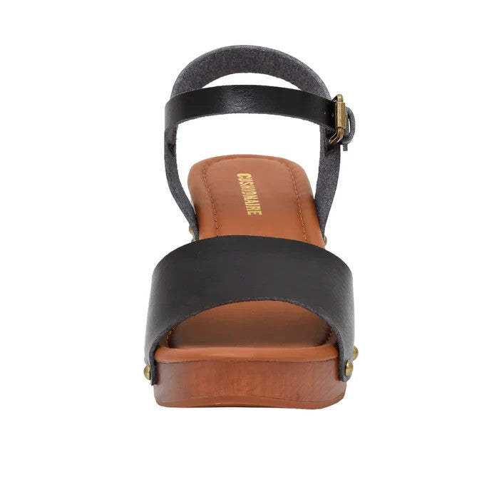 CUSHIONAIRE Sloan Faux Wood Sandals Black Size 9M Brand New!