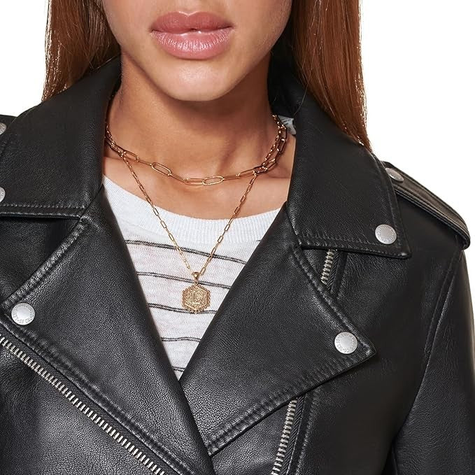 Levi's Women Faux Leather Belted Motorcycle Jacket Size Small Brand New!