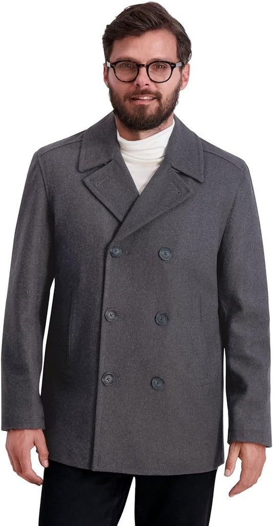 Nautica Men's Wool Blend Peacoat Double Breasted Coat Small