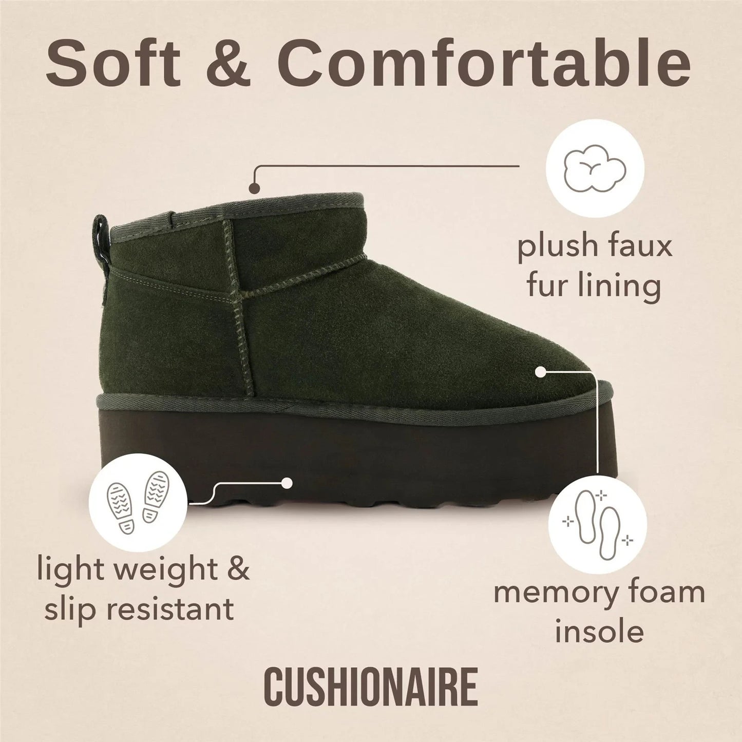 Cushionaire Hip 2 Genuine Suede Ankle Boots for Women Green Size 11M Brand New!