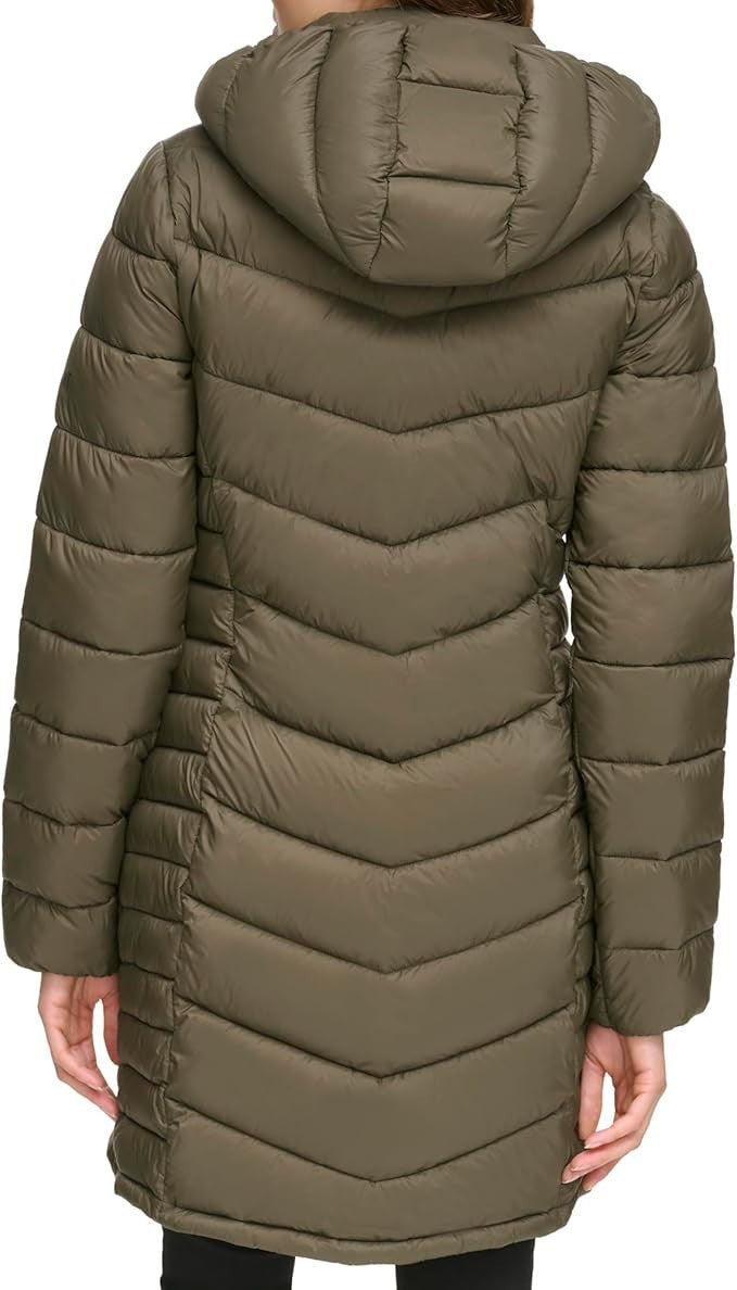 DKNY Women's Hooded Light-weight Puffer LODEN Size XL New With Tags