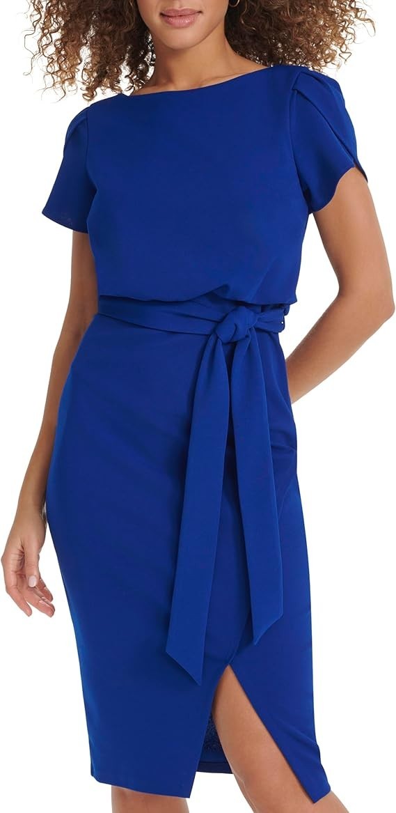 Kensie Women's Dresses Faux wrap,Cobalt