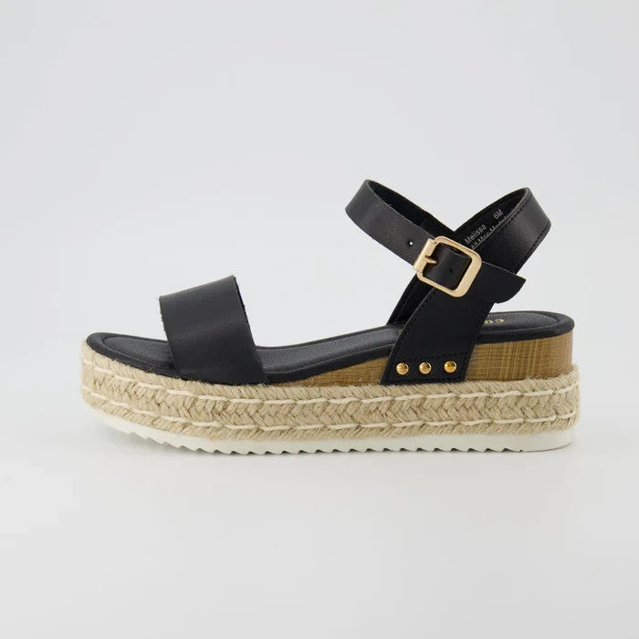 CUSHIONAIRE Melissa Platform Wedge Sandal Black Size 8.5 Brand New!