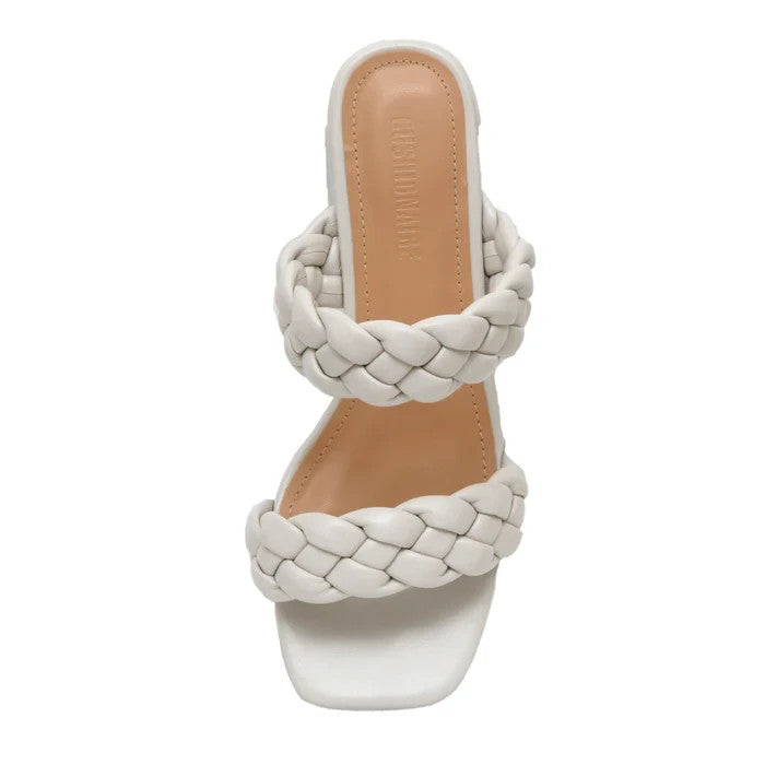 CUSHIONAIRE Onyx Braided Heel Sandal Ivory Size 7.5M