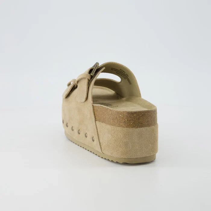 CUSHIONAIRE Women's Guru Platform Sandal Khaki Size 8.5M Brand New!