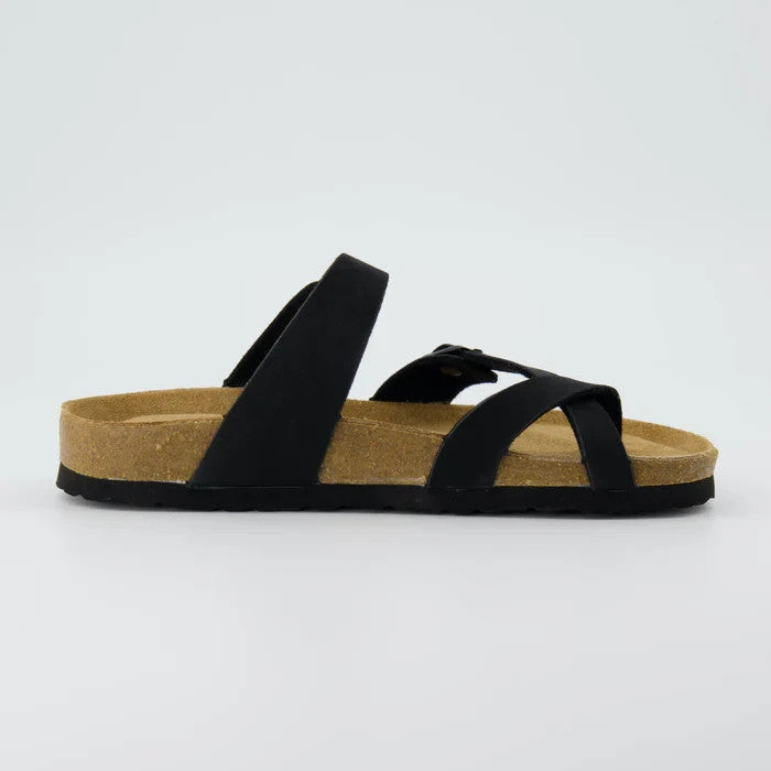 CUSHIONAIRE Luna Cork Footbed Sandal Black Size 6.5M Brand New!!