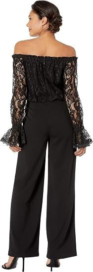 ADRIANNA PAPELL Women's Lace & Crepe Jumpsuit Formal One Piece Jumpsuit New!