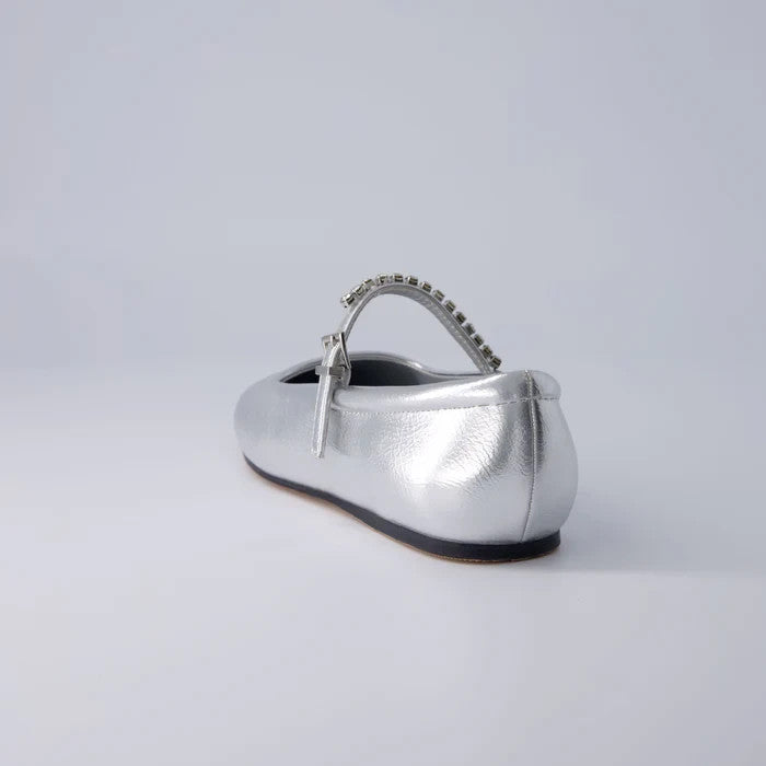 CUSHIONAIRE Women's Sleeper Mary Jane Flat Silver Embellished Size 9M Brand New!