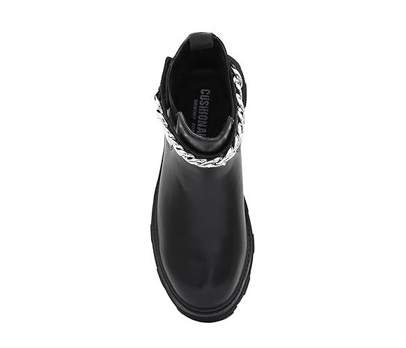 CUSHIONAIRE Women's Clover slip on Chelsea boot-Detachable Chain Black Size 6.5M