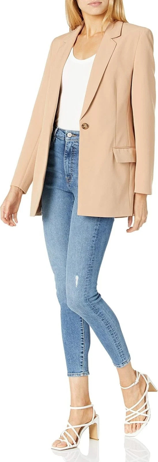 The Drop Women's Blake Long Blazer Praline Size XL Brand New!