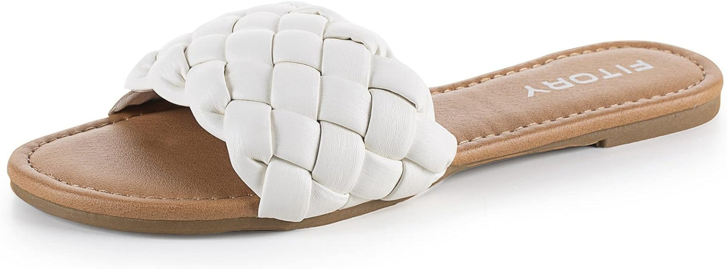 Fitory Women's Flat Sandals with Braided Band Size 8 Brand New!