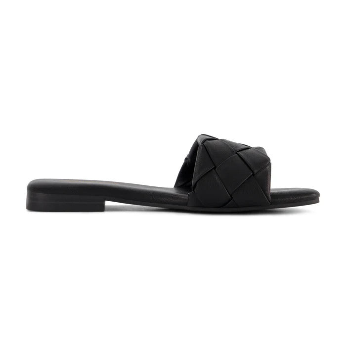 CUSHIONAIRE Franca Woven One Band Sandal Black Size 8.5M