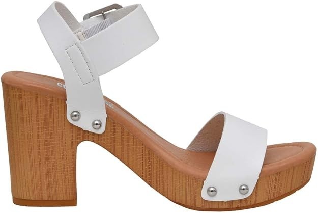 CUSHIONAIRE Women's Sydney Faux Wood Sandal WHITE Size 8.5M Brand New!