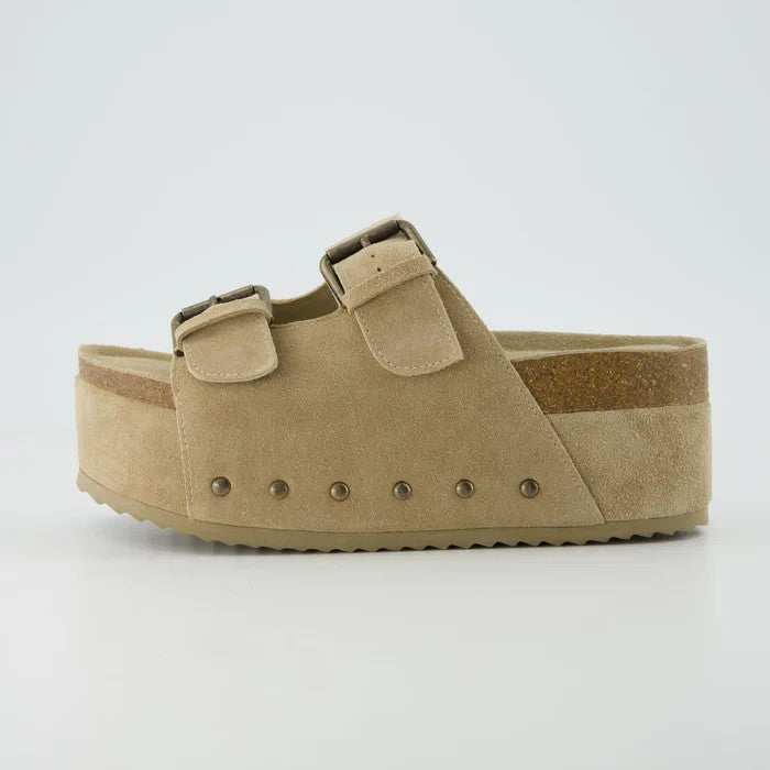 CUSHIONAIRE Women's Guru Platform Sandal Khaki Size 8.5M Brand New!