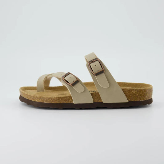 CUSHIONAIRE Luna Cork Footbed Sandal Stone Size 6W Brand New!!