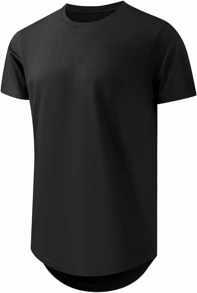 Mens T Shirts Casual Hipster Hip Hop Longline Crewneck Tee Shirts
