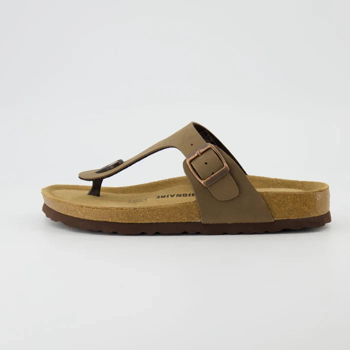 CUSHIONAIRE Leah Cork Footbed Thong Sandal Brown Size 8.5M