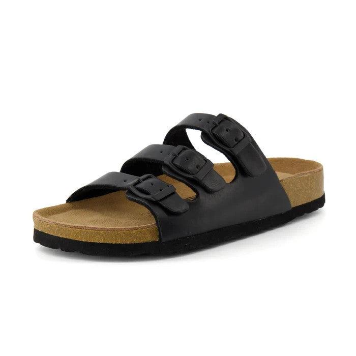 CUSHIONAIRE Womens Lela Cork Footbed Sandal BLACK Size 6.5M Brand New!