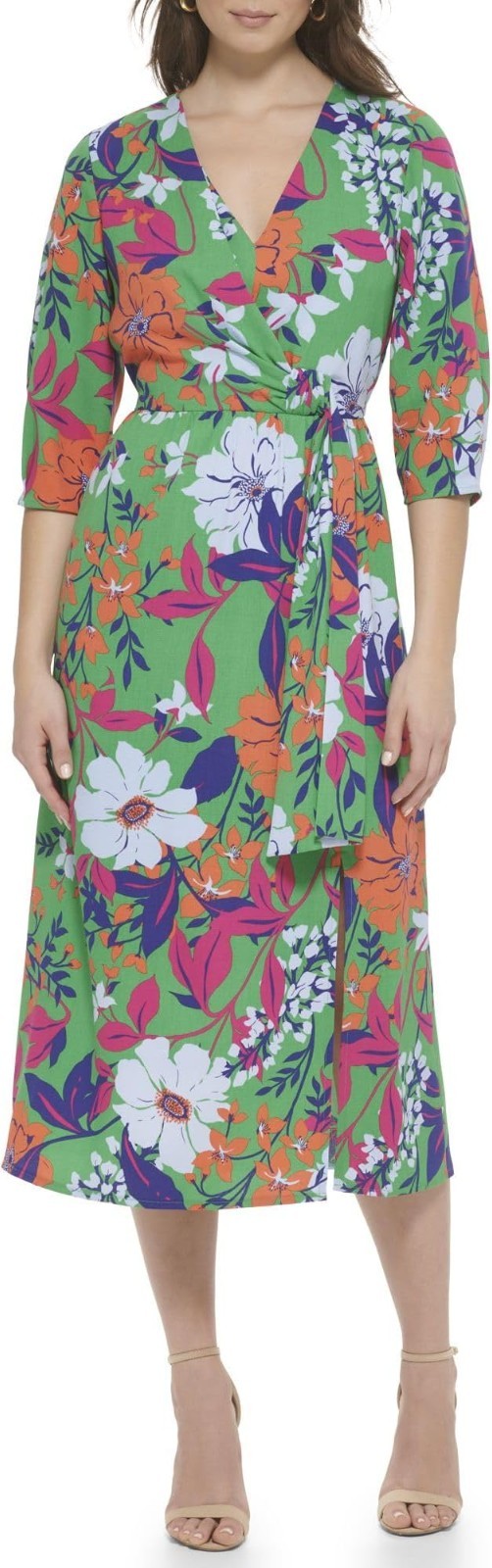 Kensie Women's Dress Printed, Green Multi