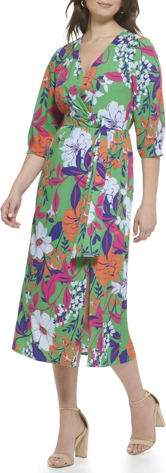 Kensie Women's Dress Printed, Green Multi