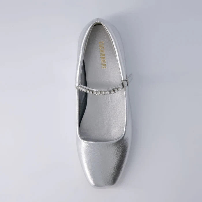 CUSHIONAIRE Women's Sleeper Mary Jane Flat Silver Embellished Size 9M Brand New!