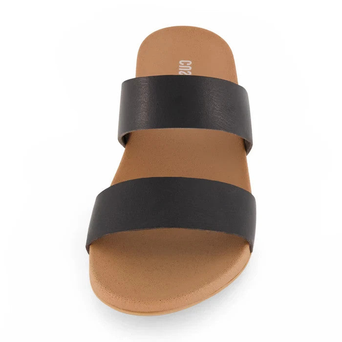 CUSHIONAIRE Josie Two Band Footbed Sandal Size 8.5M Black