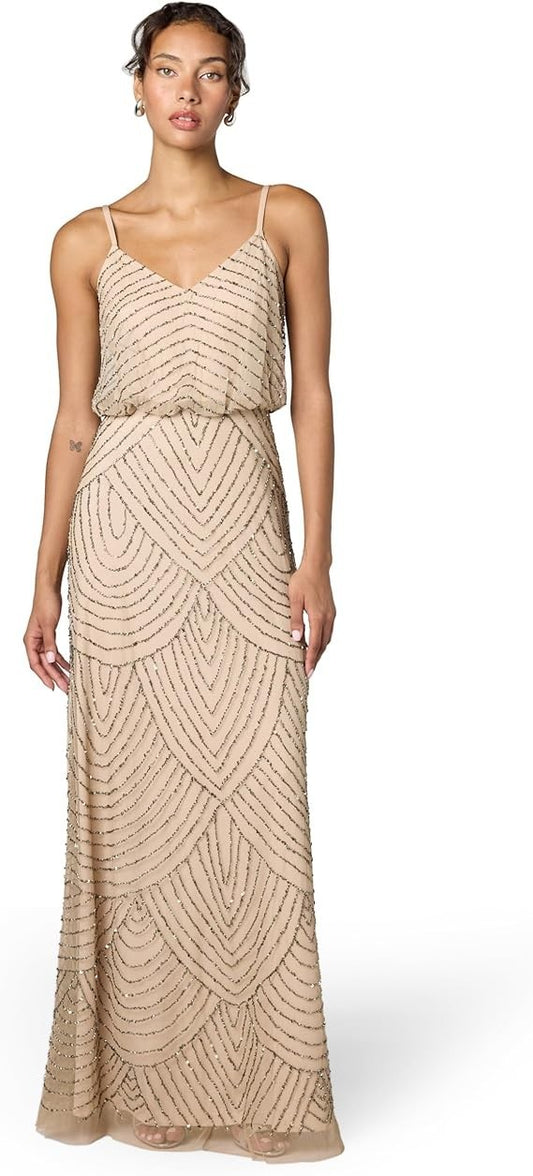 Adrianna Papell Women's Long Beaded Blouson Gown New with Tags!