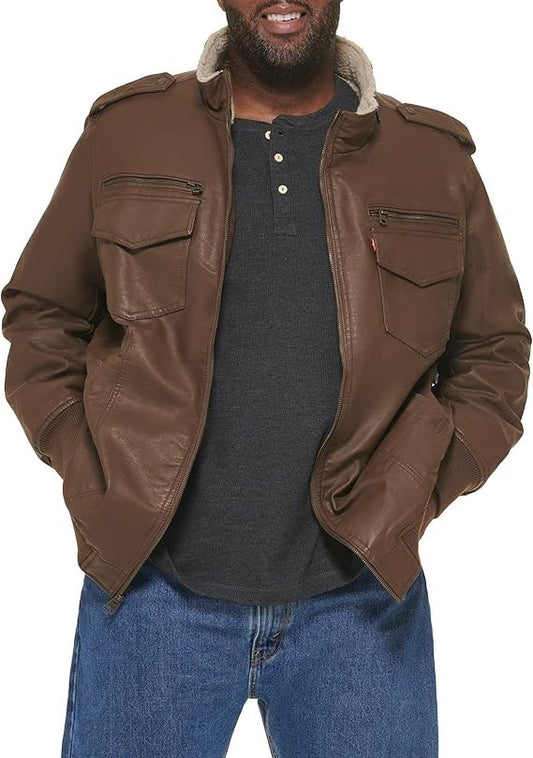Levi's Men's Vintage Deer Faux Leather Aviator Bomber 2XL B & T New with Tags!