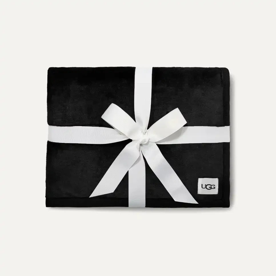 UGG DUFFIELD II THROW BLANKET THICK PLUSH BLACK 50X70 NEW With Tags