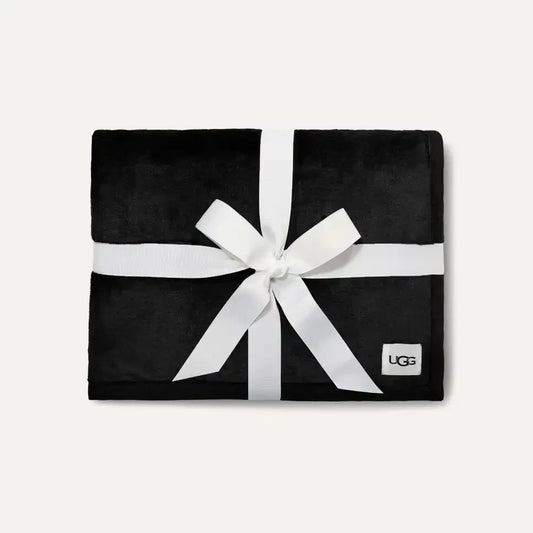 UGG DUFFIELD II THROW BLANKET THICK PLUSH BLACK 50X70 NEW With Tags