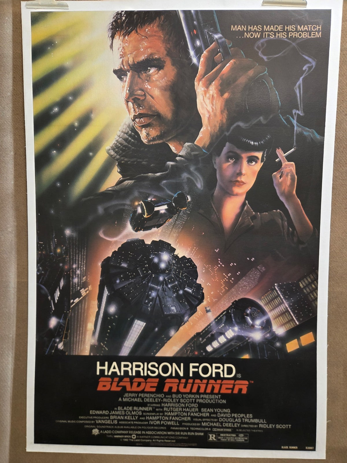 Poster Blade Runner Original Linnen Backed 1982 Restored 27x40 without Borders