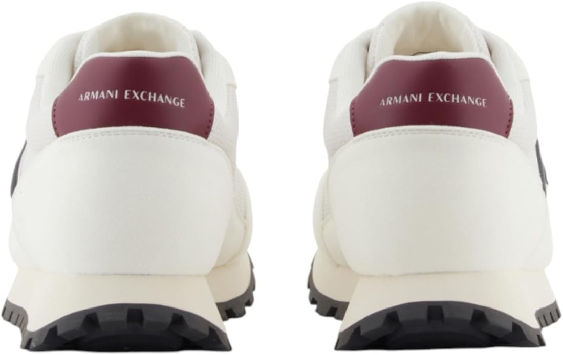 Armani Exchange Men's Drop Sneaker, Off WhiteDeep Navy, 11