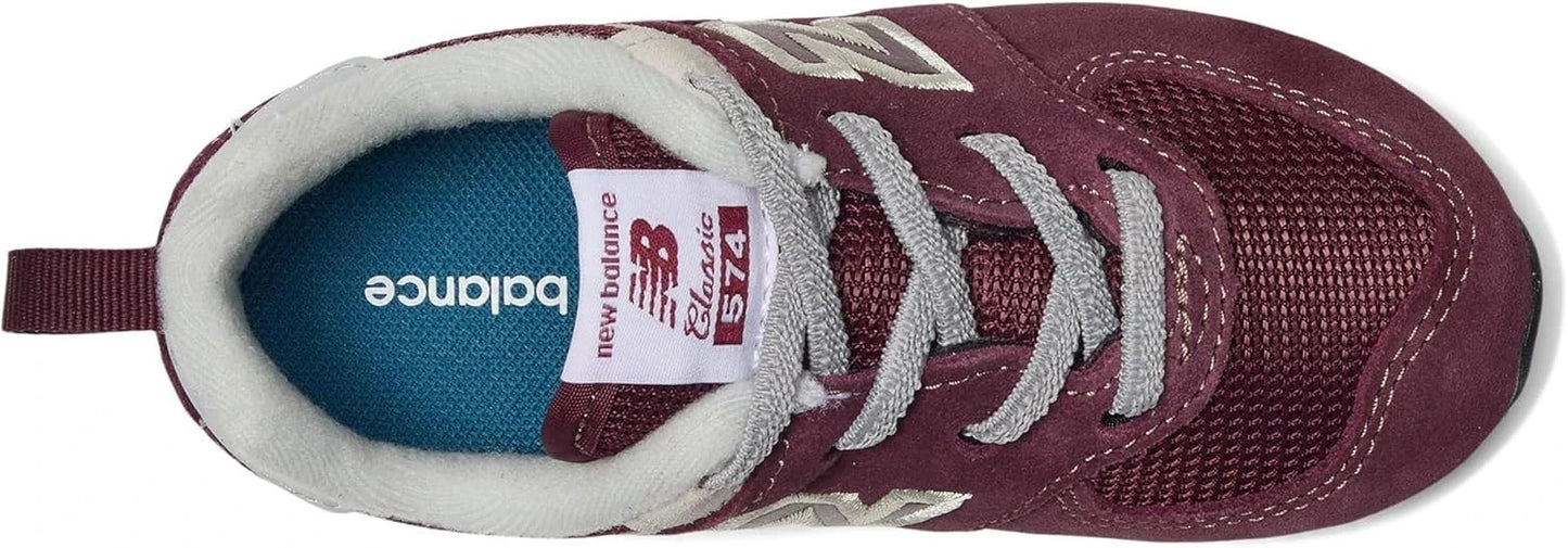 New Balance Kid's 574 Core Bungee Sneaker Burgundy/White Size 4 Infant