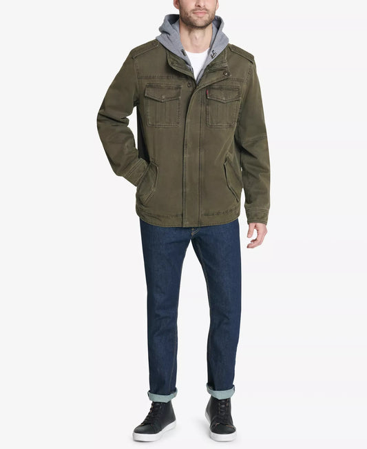 Levi's Men’s Sherpa Lined Two Pocket Hooded Trucker Jacket Olive Small NWT!
