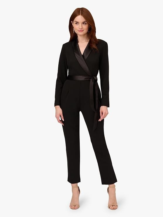 Adrianna Papell Women's Crepe Tuxedo Jumpsuit Black 6 New with Tags!