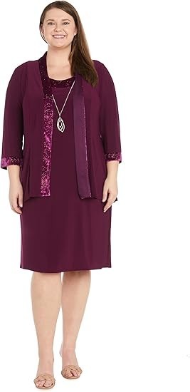 R&M Women's Elegant Jacket & Dress W/Detachable Necklace New with Tags!