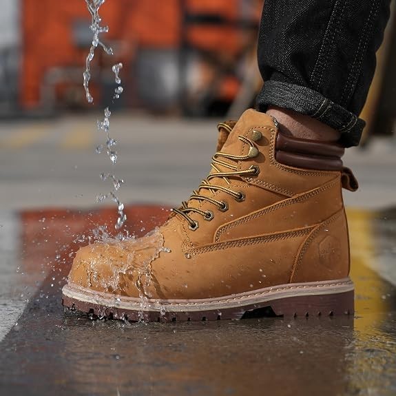 Steel Toes Work Boots for Men 6 Inch Waterproof Leather Safety Durable New w Tag