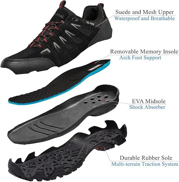 Shulook Men's Waterproof Anti Slip Hiking Shoes Size 10.5 Brand New!