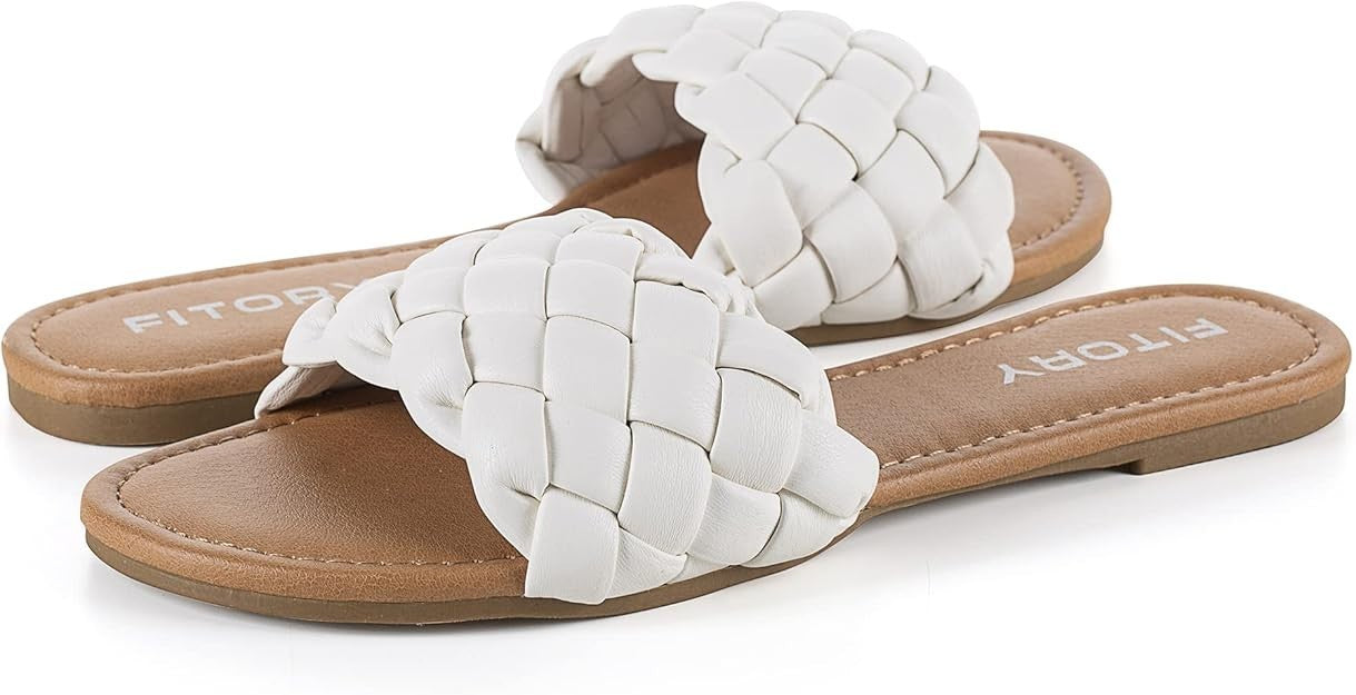 Fitory Women's Flat Sandals with Braided Band Size 9 Brand New!