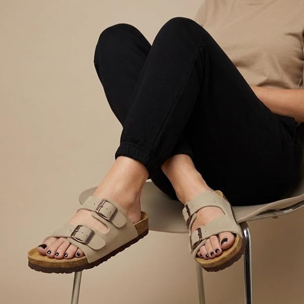 CUSHIONAIRE Lane Cork Footbed Sandals for Women Size 11M
