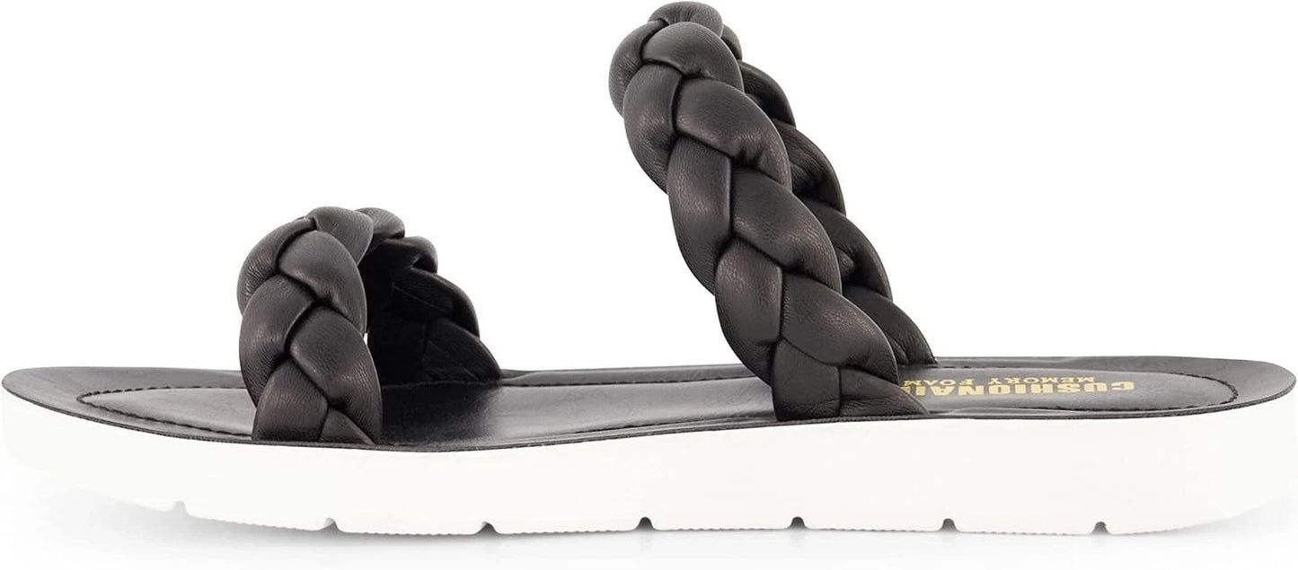 Cushionaire Women's Isla Braided Two Band Sandals Black Size 8.5M Brand New!