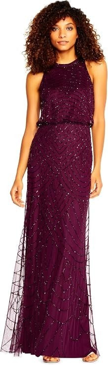 Adrianna Papell Women's Halter Blouson Beaded Dress 10 New with Tags!