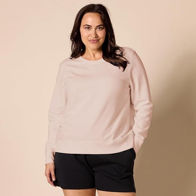 Amazon Essentials Women's Fleece Crewneck Sweatshirt Light Pink Size Small NWT