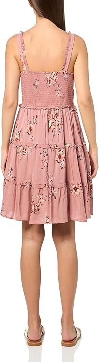 Lucky Brand Tiered Ruffle Corset MINI Dress Pink Floral