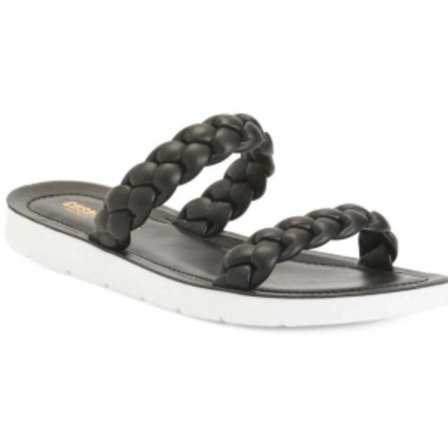 Cushionaire Women's Isla Braided Two Band Sandals Black Size 8.5M Brand New!