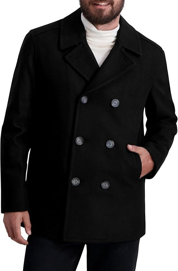 Nautica Men's Wool Blend Peacoat Double Breasted Coat Small