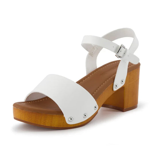 CUSHIONAIRE Sloan Faux Wood Sandals White Size 9.5M Brand New!