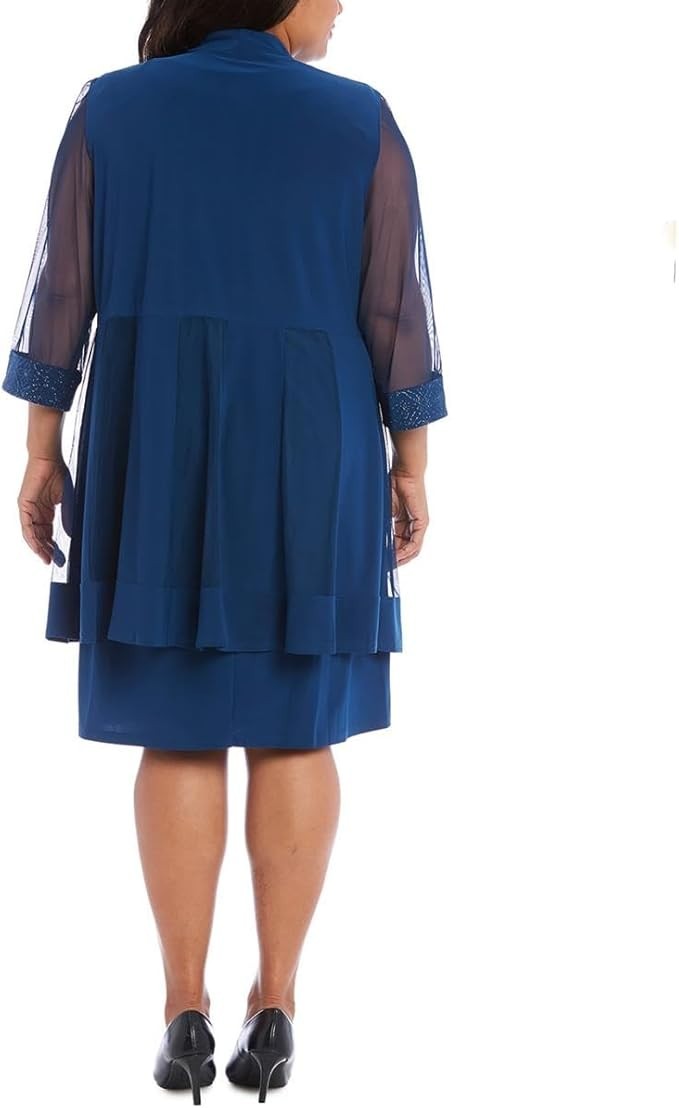 R&M Richards Women's Petite Glitter Trim Jacket Dress 2-Piece Knee New with tags